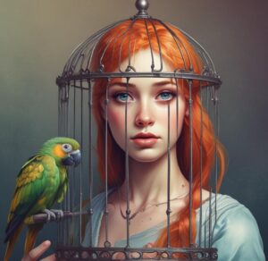 girl inside cage